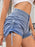 Ruched Side Drawstring Denim Shorts - Byyde
