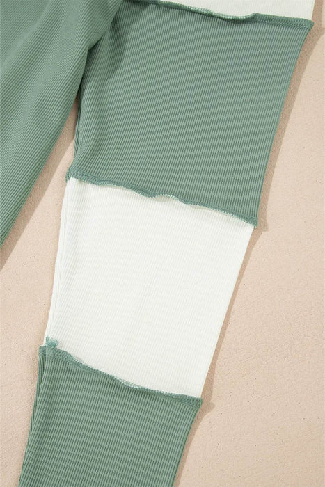 Color Block Round Neck Raglan Sleeve Top - Byyde