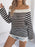 Openwork Striped Off-Shoulder Knit Top - Byyde