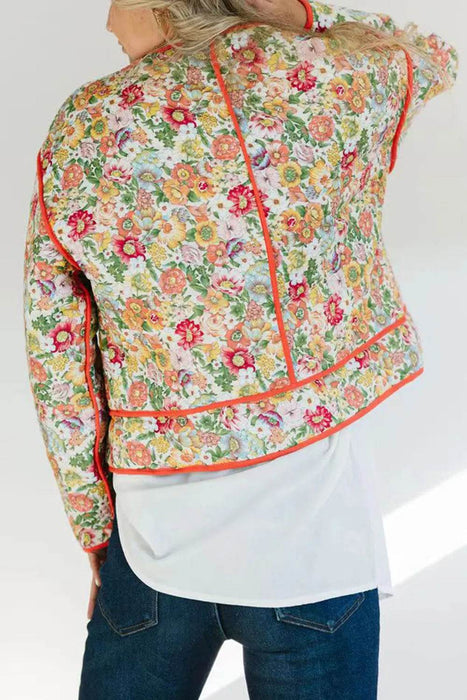 Floral Button Up Long Sleeve Winter Coat - Byyde