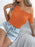 Openwork Single Shoulder Short Sleeve Knit Top - Byyde