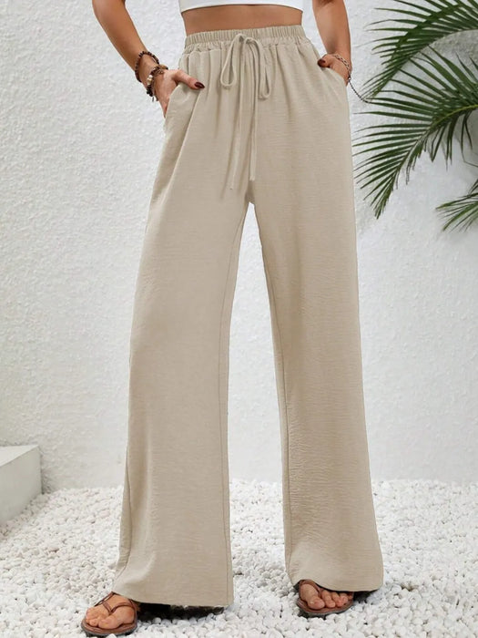 Wide Leg Drawstring Pants - Byyde