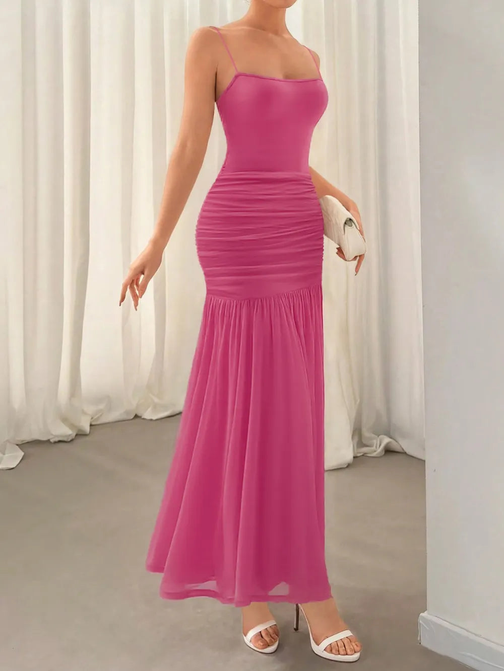 Ruched Maxi Cami Dress - Byyde