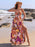 Slit Printed Halter Neck Cami Dress - Byyde