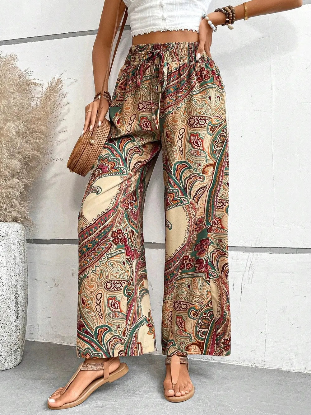 Printed Wide Leg Pants - Byyde
