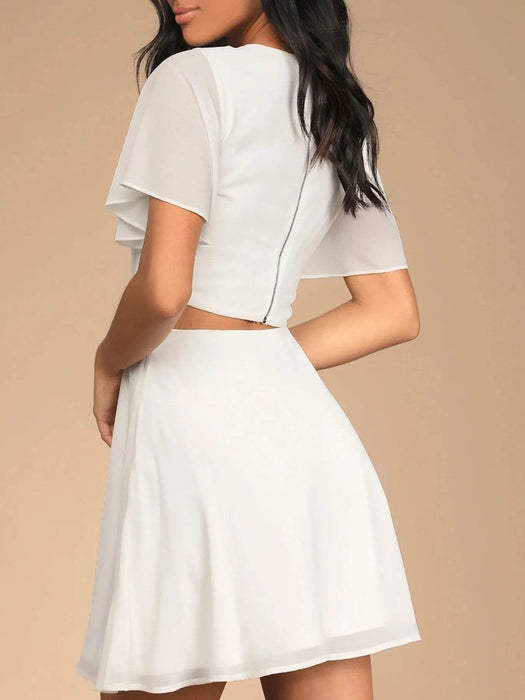 Cut-Out Flutter Sleeve Mini Dress - Byyde