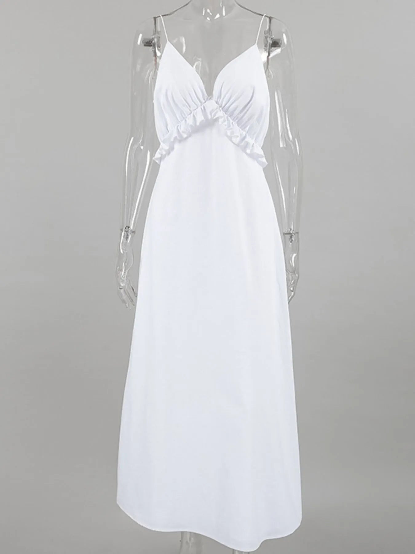 Ruffled V-Neck Maxi Dress - Byyde