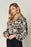 Double Take Full Size Printed Ruffle Trim Balloon Sleeve Shirt - Byyde