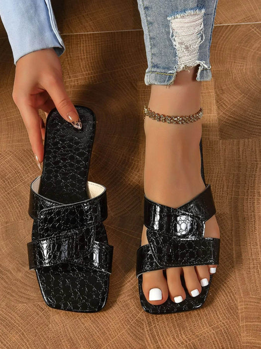 Cutout Open Toe Flats Slippers - Byyde