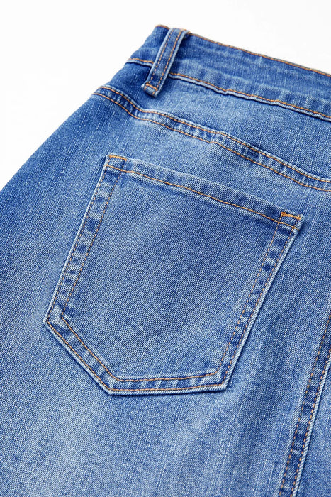 Wrapped Crossed Waist Denim Mini Skirt - Byyde