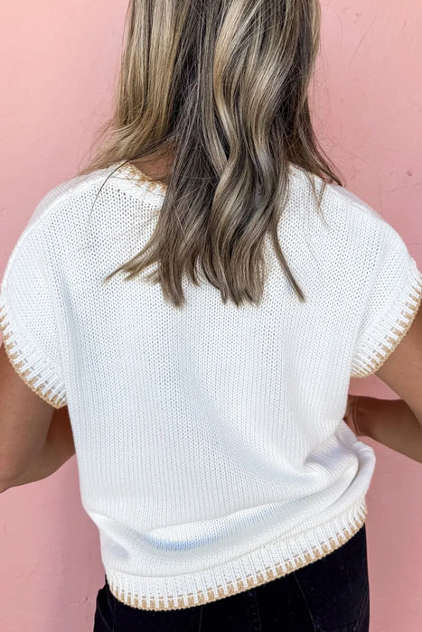 YEEHAW Stitch Edge Crew Neck Knit Top - Byyde