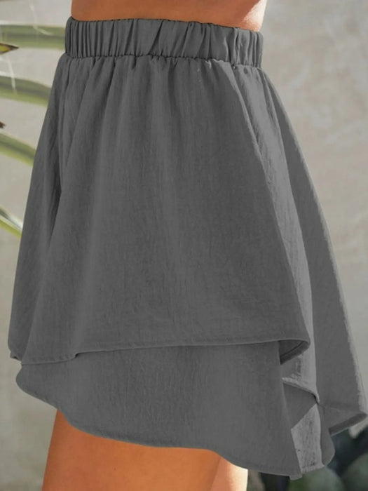 High-Waisted Elastic Waistband Layered Shorts - Byyde