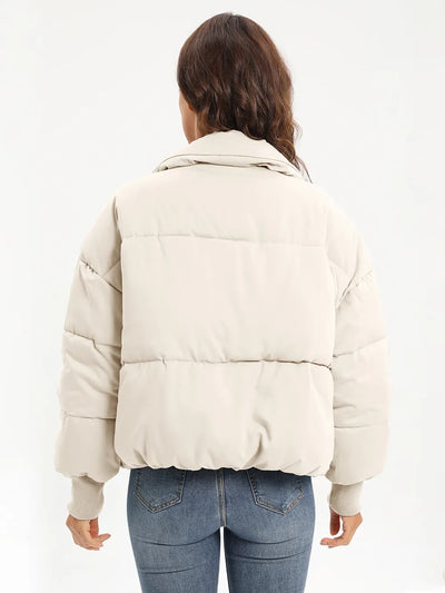 Zip Up Turtleneck Long Sleeve Puffer Jacket - Byyde