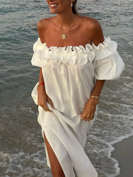 Side Slit Off-Shoulder Dress - Byyde