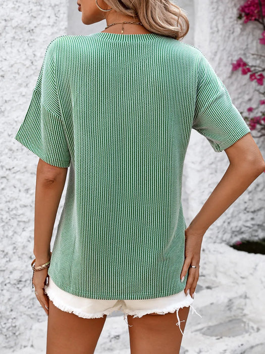 Mandy V-Neck Dropped Shoulder T-Shirt - Byyde