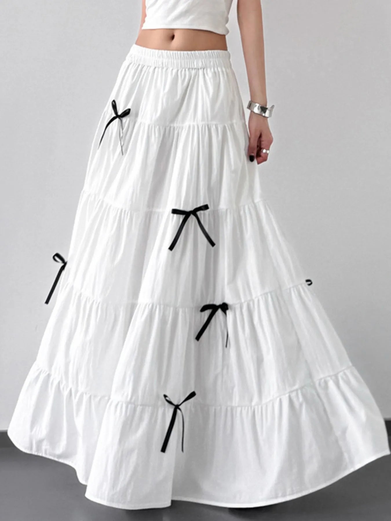 Tiered Bow Maxi Skirt - Byyde