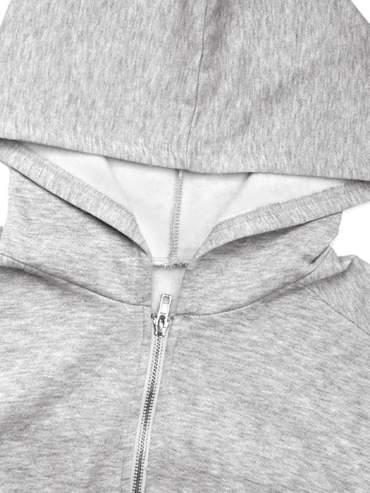 Cropped Zip-Up Long Sleeve Hoodie - Byyde