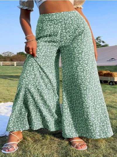 Floral Wide Leg Pants - Byyde
