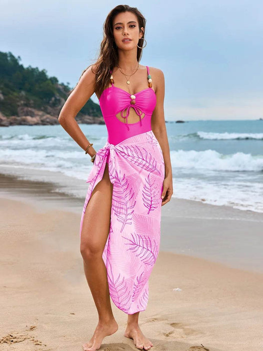 Cutout Sweetheart Neck One-Piece Swimwear and Cover-Up Swim Set - Byyde