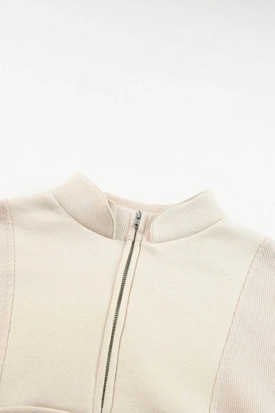 Half Zip Drop Shoulder Long Sleeve Sweatshirt - Byyde