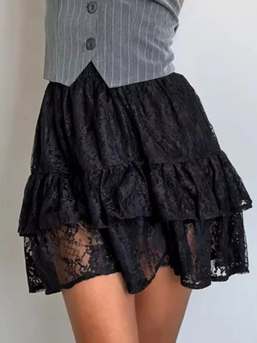 Lace Tiered Mini Skirt - Byyde