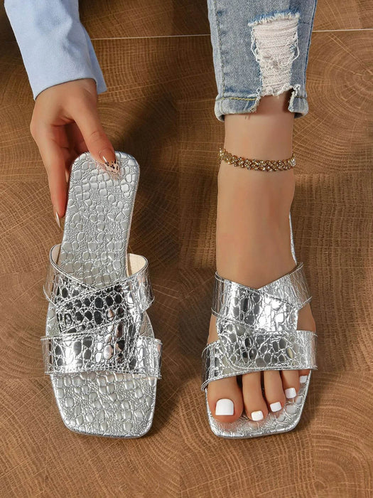 Cutout Open Toe Flats Slippers - Byyde