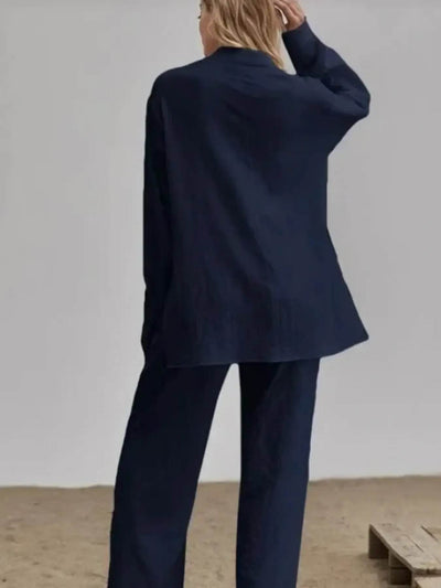 Button Up Long Sleeve Shirt and Pants Set - Byyde