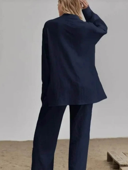 Button Up Long Sleeve Shirt and Pants Set - Byyde