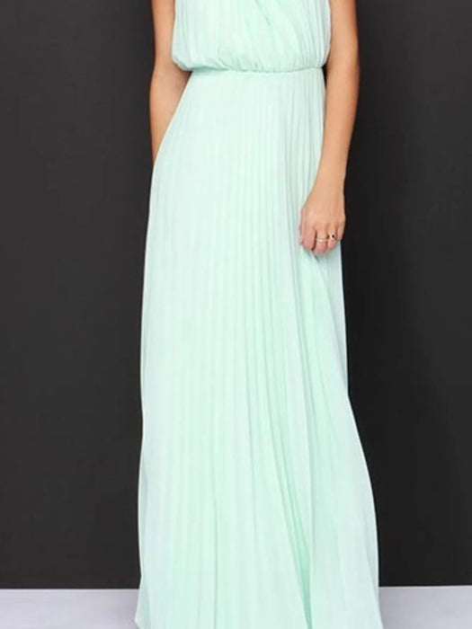 Pleated Sleeveless Maxi Tank Dress - Byyde