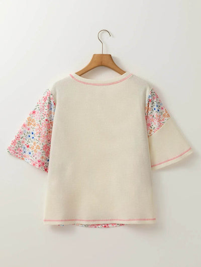Floral Round Neck Relaxed Fit T-Shirt - Byyde
