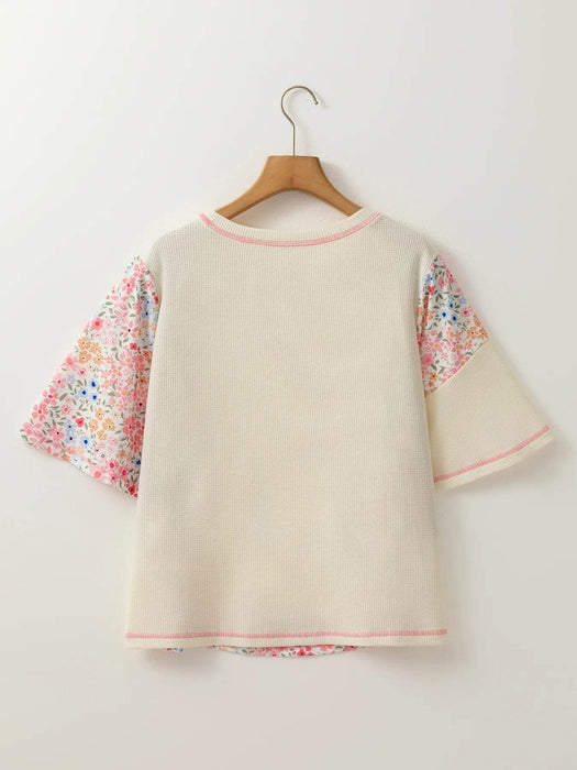 Floral Round Neck Relaxed Fit T-Shirt - Byyde