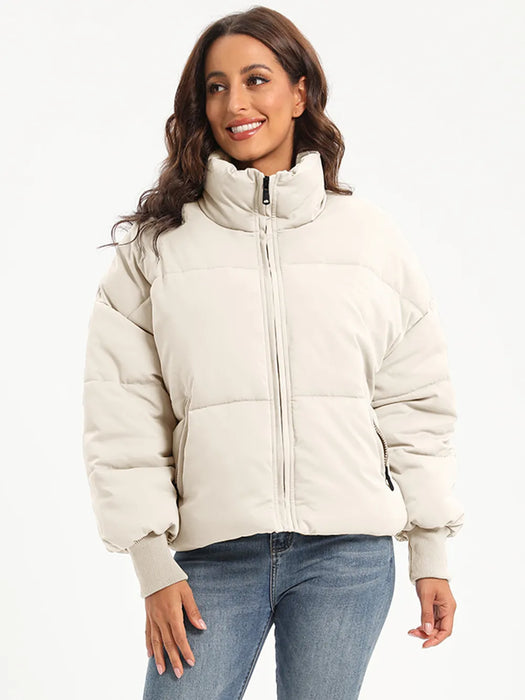 Zip Up Turtleneck Long Sleeve Puffer Jacket - Byyde