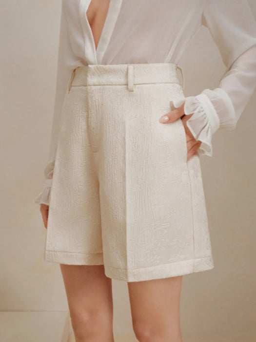 High-Waist Textured Shorts - Byyde
