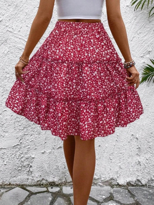Floral Print Midi Skirt - Byyde