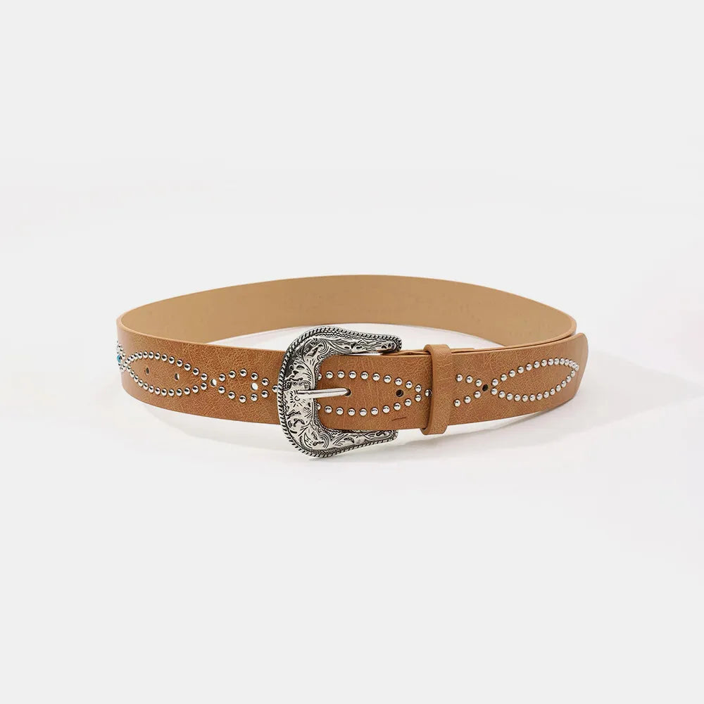 PU Leather Rhinestone Belt - Byyde