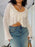 Ruffled Hem Tie-Front Cropped Cardigan - Byyde
