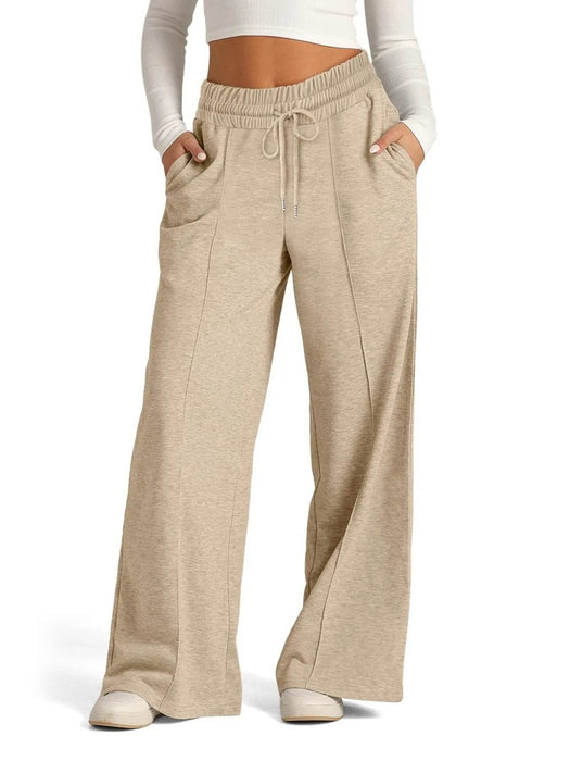 Full Size Drawstring Relaxed Fit Wide Leg Pants Plus Size - Byyde