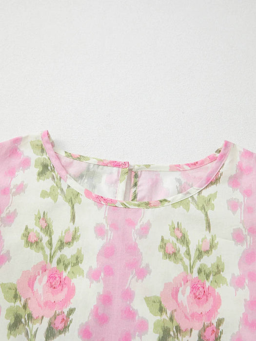 Floral Print Ruffled Sleeve Blouse - Byyde