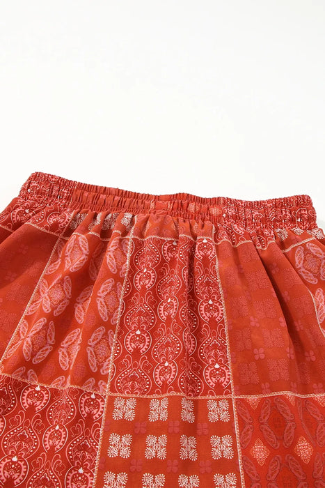 Printed Drawstring Midi Skirt - Byyde