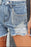 Rhinestone Fringe Distressed Denim Shorts - Byyde