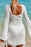 Hollow Out Bell Sleeve Drawstring Knit Cover Up Dress - Byyde