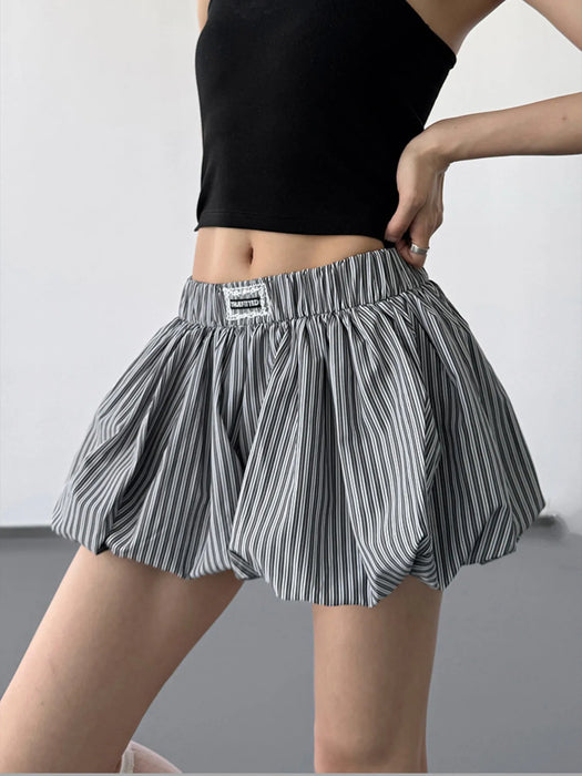 Striped Bubble Hem Casual Shorts - Byyde