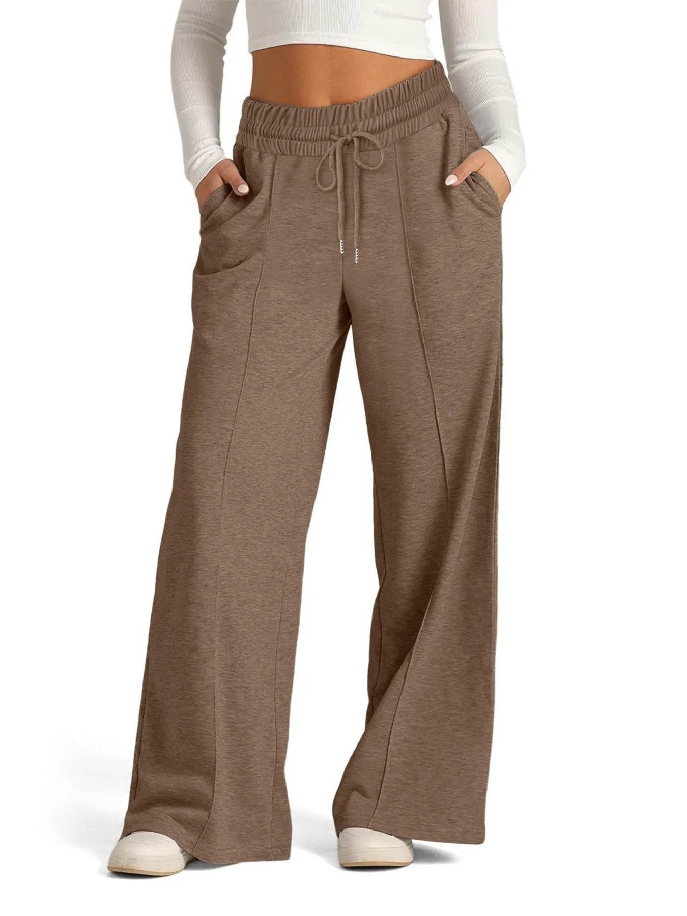 Full Size Drawstring Relaxed Fit Wide Leg Pants Plus Size - Byyde