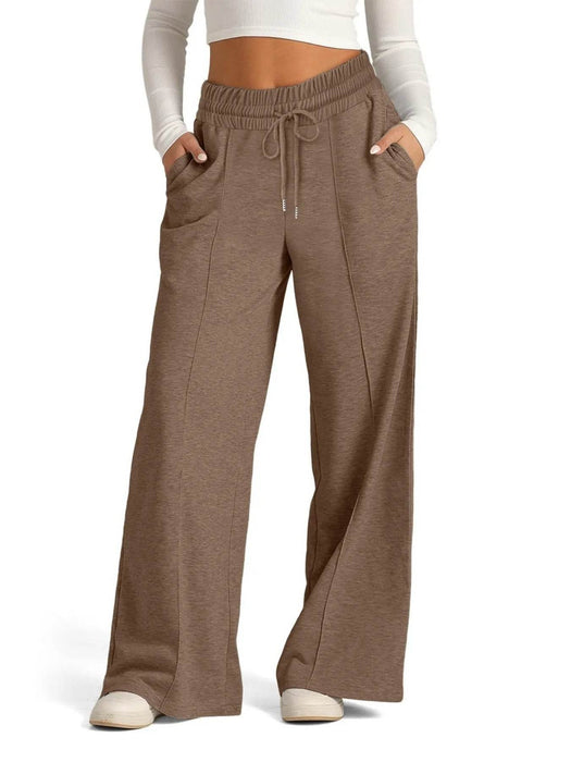 Full Size Drawstring Relaxed Fit Wide Leg Pants Plus Size - Byyde