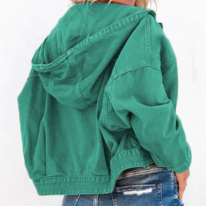 Hooded Dropped Shoulder Denim Jacket - Byyde