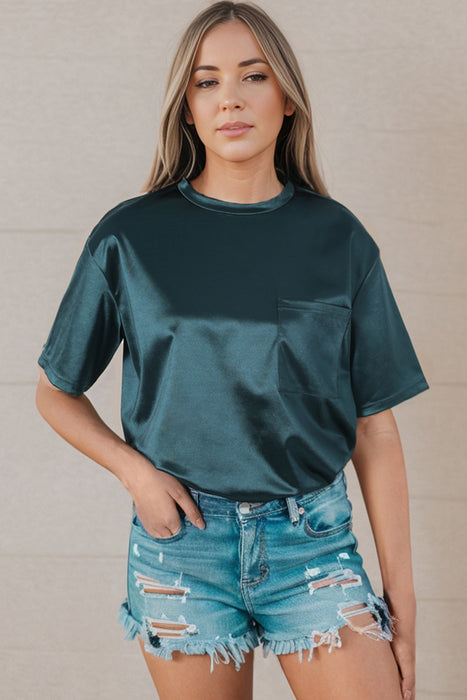 Round Neck Dropped Shoulder Top - Byyde