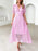 Eyelet Lace V-Neck Midi Dress with Puff Sleeves - Byyde