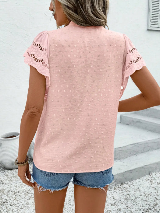 Swiss Dot Cutout Button Down Shirt - Byyde