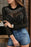 Rhinestone Trim Mock Neck Long Sleeve Bodysuit - Byyde