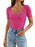 Ribbed Square Neck Short Sleeve Knit Top - Byyde